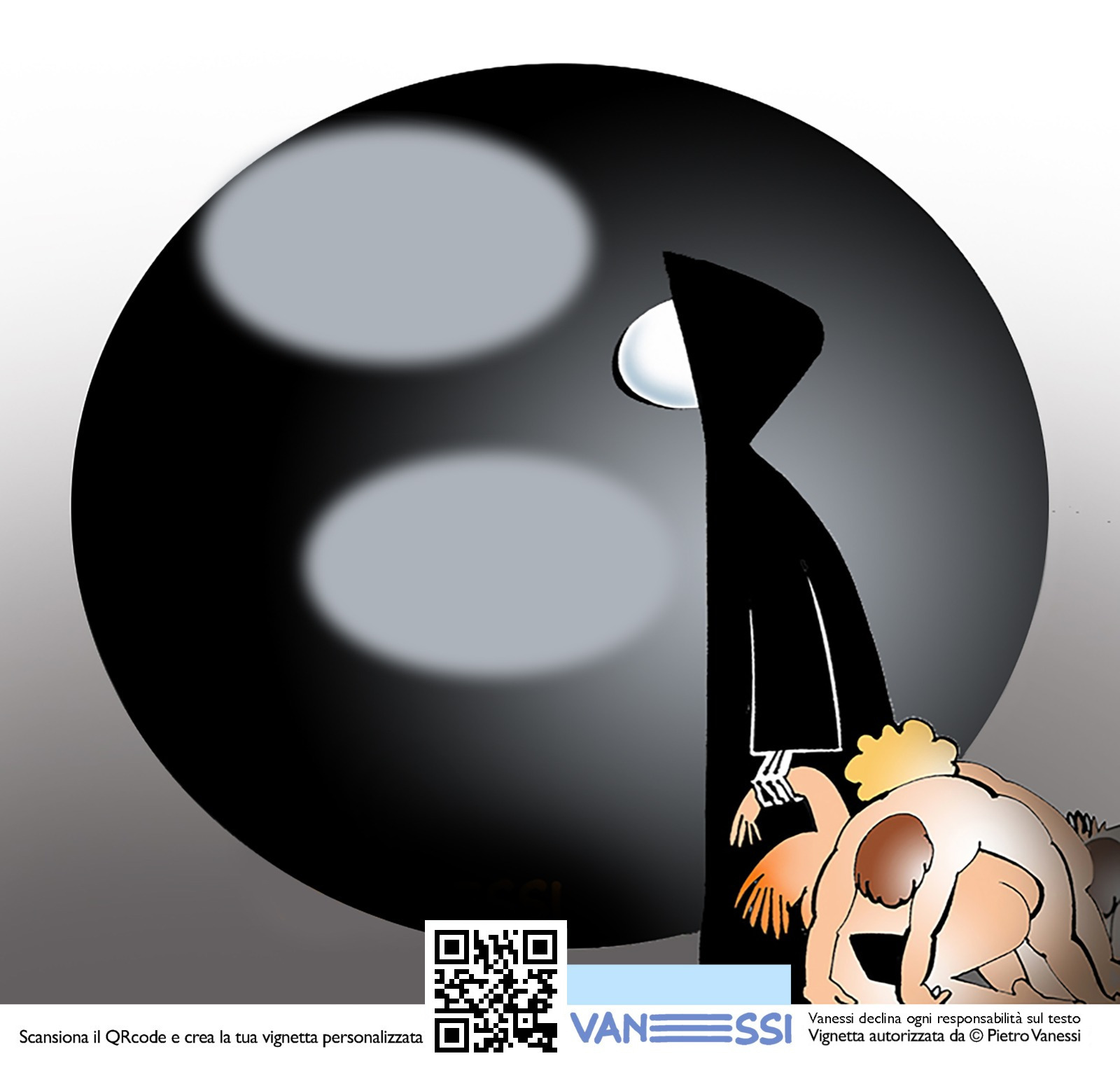 Personalizza una vignetta di Pietro Vanessi con la Morte Nasona